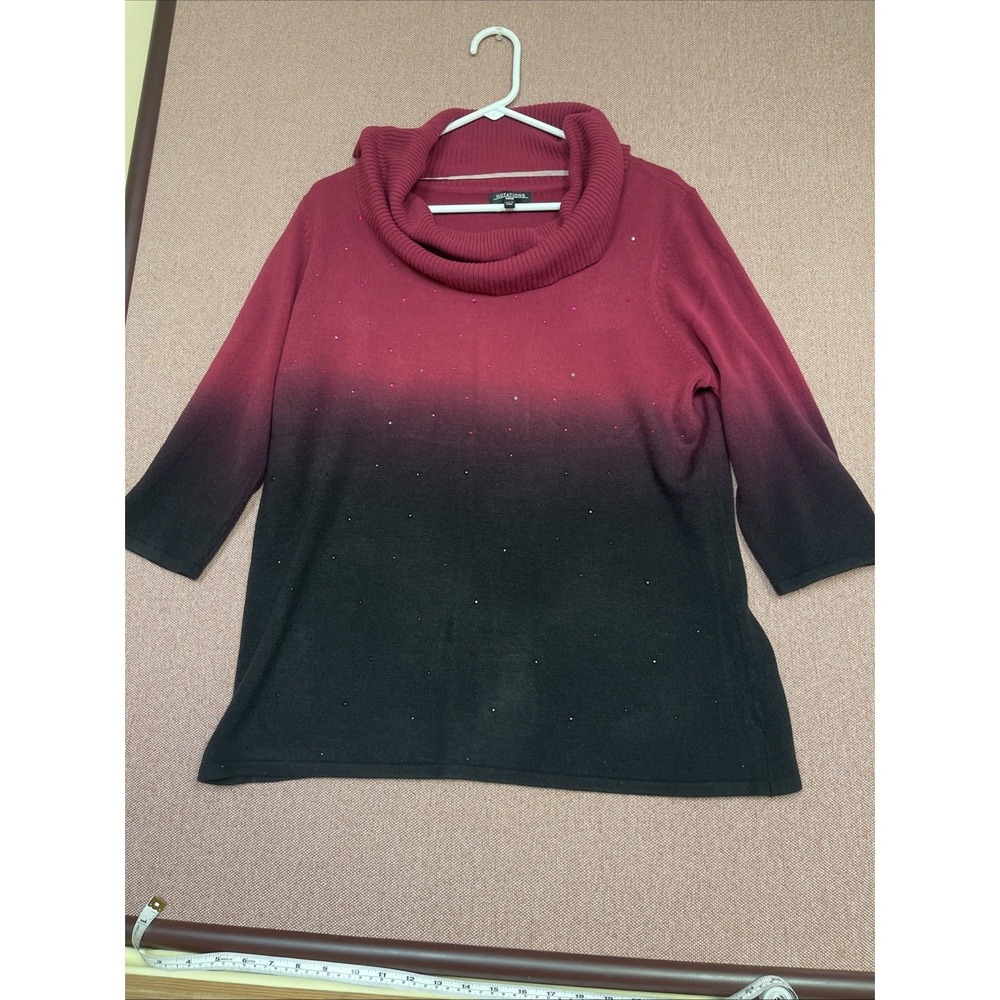 Notations Sweater Women's XL Pink To Black‎ Ombre Cowl Neck Acrylic Knit Sparkle